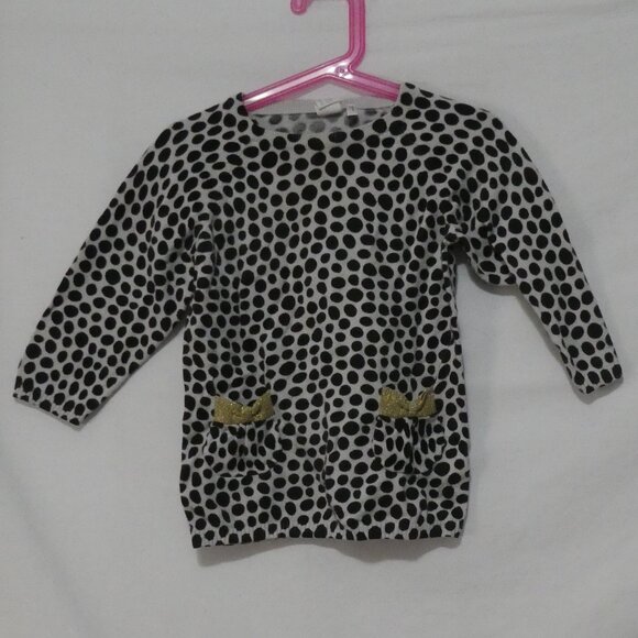 H&M | 12-18 months | Chic Polka Dot Sweater | Sparkling Gold Bow Pockets - Picture 1 of 13